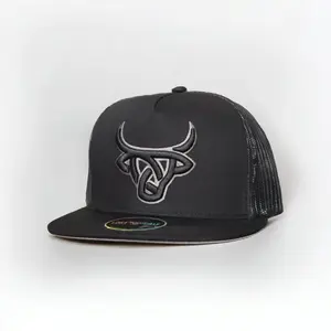 Lost Calf Grey Horns Flat Bill Trucker Hat