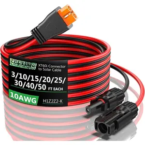 Solar to XT60i Extension  10AWG 30FT XT60i Female to Male Connector for RV Foldable Solar Panel, Portable Power Station, Solar Generator