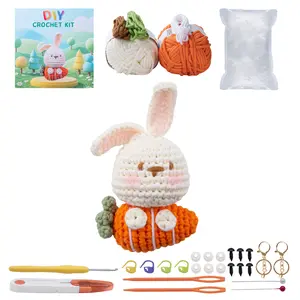 Cute Bunny Crochet Kit for Adults and Kids – Beginner Friendly Amigurumi Crochet Animal Kit with Premium Yarn, Crochet Hook & Full Tool Set