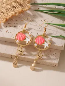 Ocean Wind Shell Earrings for Women, Daily Vacation Wear, Pair of Seashell Ear Accessories, Perfect for Ladies' Everyday Use, Ocean Vibes Dangles, Summer Dainty Jewelry, Trendy Jewelry, Fashionable Earrings