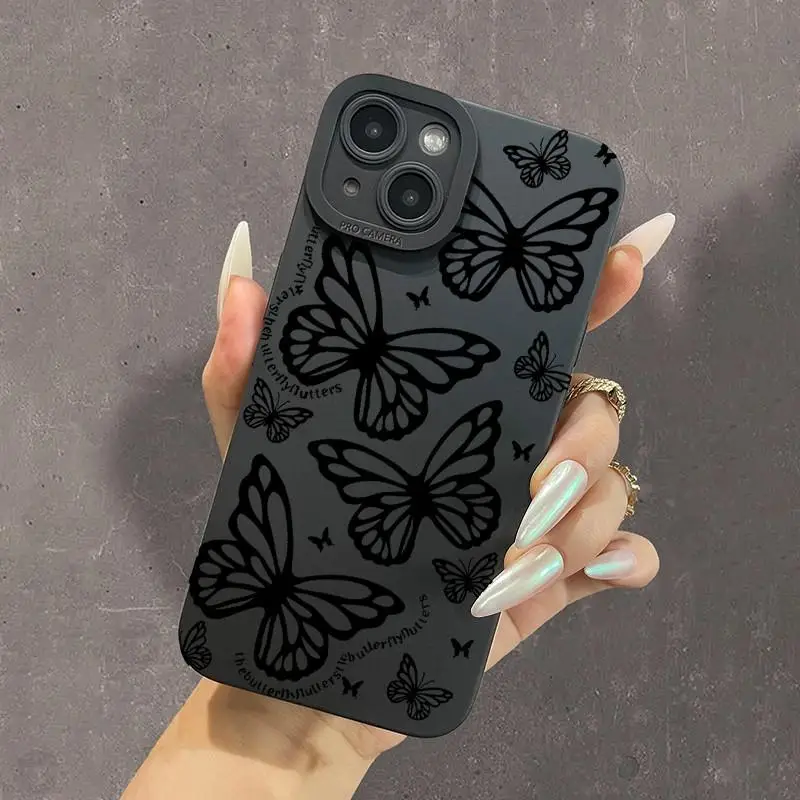 Fashion Butterfly Pattern Phone Case, Full Body Protective Silicone Shock-proof Phone Cases For iPhone Series, Cute Fashion Phone Protective Case For