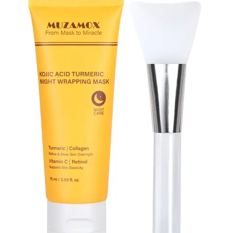 MUZAMOX Turmeric & Collagen Overnight Peel-Off Face Mask - 2.53 oz Liquid Face Care Skin Product with Brush, Gentle, Easy to Remove, Alcohol-Free, Tone-Refining, Hydrating, Blackhead Removal for Adults (All Skin Types, Ideal Night Routine), Turmeric Face