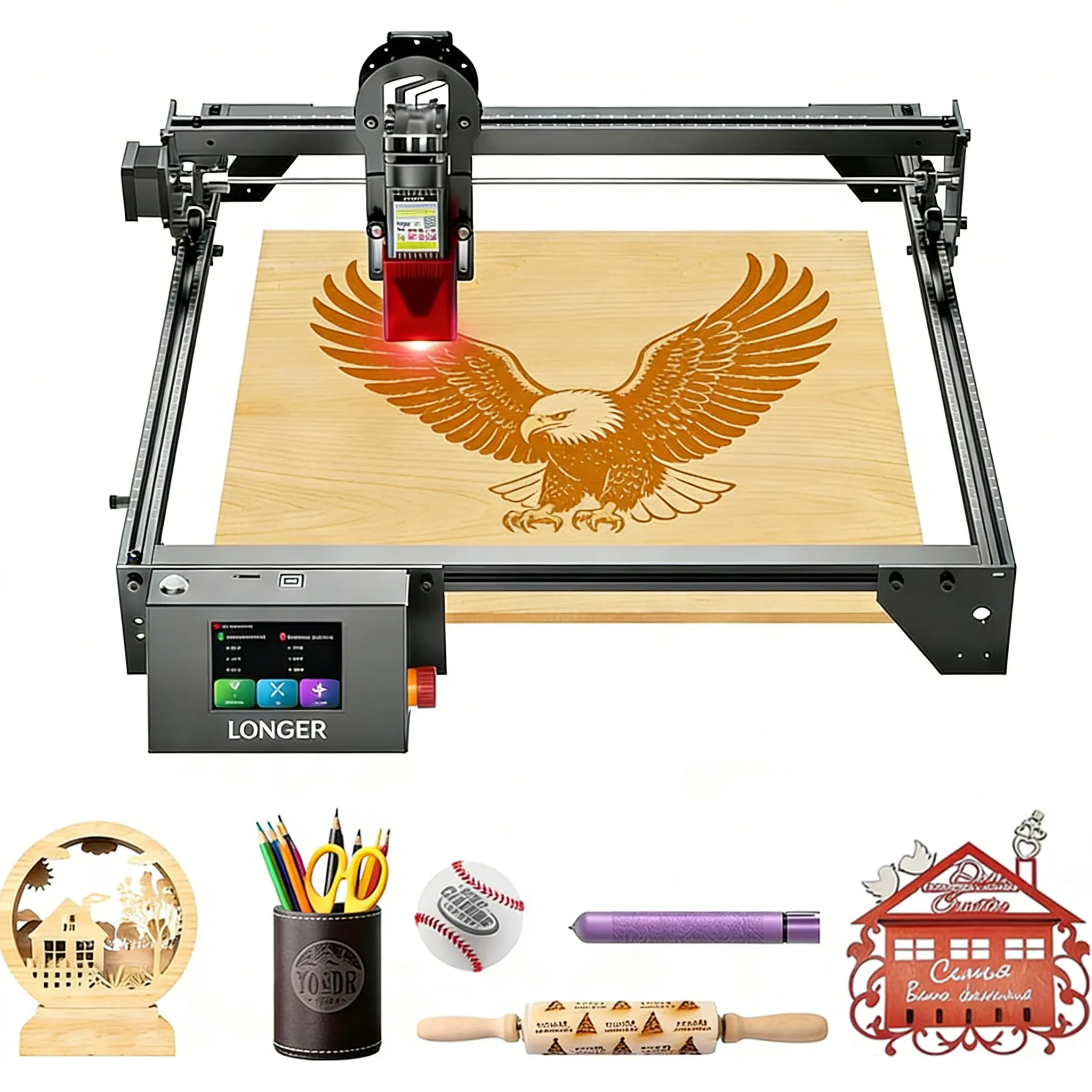Longer New Upgrade RAY5 10W Laser Engraver 10000mW Output 32-bit Motherboard, App Offline Control, DIY Engraver Tool for Metal/Glass/Wood,Engraving Speed of 24,000 mm/min