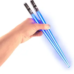 Lightsaber Chopsticks Light Up LED Star War Mini Saber for Adults Cool Jedi Chopsticks Blue Red 2 Pairs Reusable with 12 Color Modes Dishwasher Safe