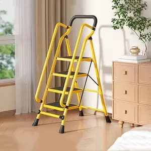 4-Step Folding Ladder with Handrails, Anti-Slip Wide Pedals for Home Improvement, Building Supplies
