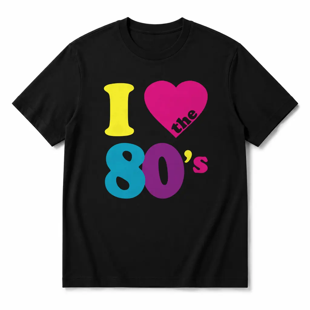 I Love the 80s Retro Cotton Graphic T-Shirt for Men, Vintage 80s Graphic Tee, Party Outfit Casual Weekend Wear