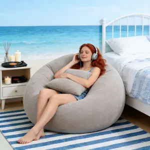 Oversized Inflatable Lazy Sofa Chair, Bean Bag Sofa | Gray PVC Material, Portable And Foldable, Ergonomic Design, Suitable for Four Seasons, Very Suitable for 100 Scenarios, Living Room And Outdoor Camping