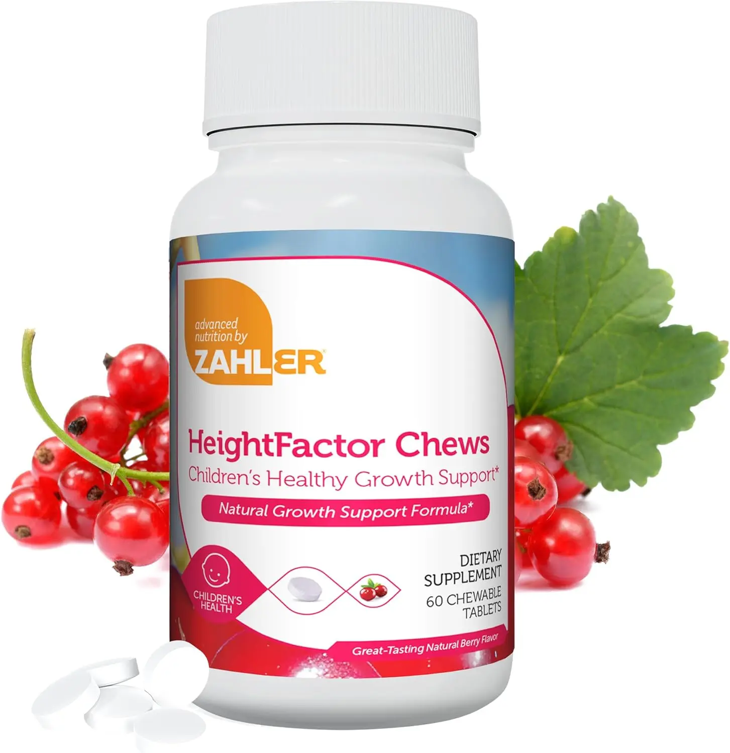 Zahler HeightFactor Chewable Tablets - Natural Kids Height Growth Supplement for Children Age 4+ with 60 Count, Supports Height Increase - Fitness