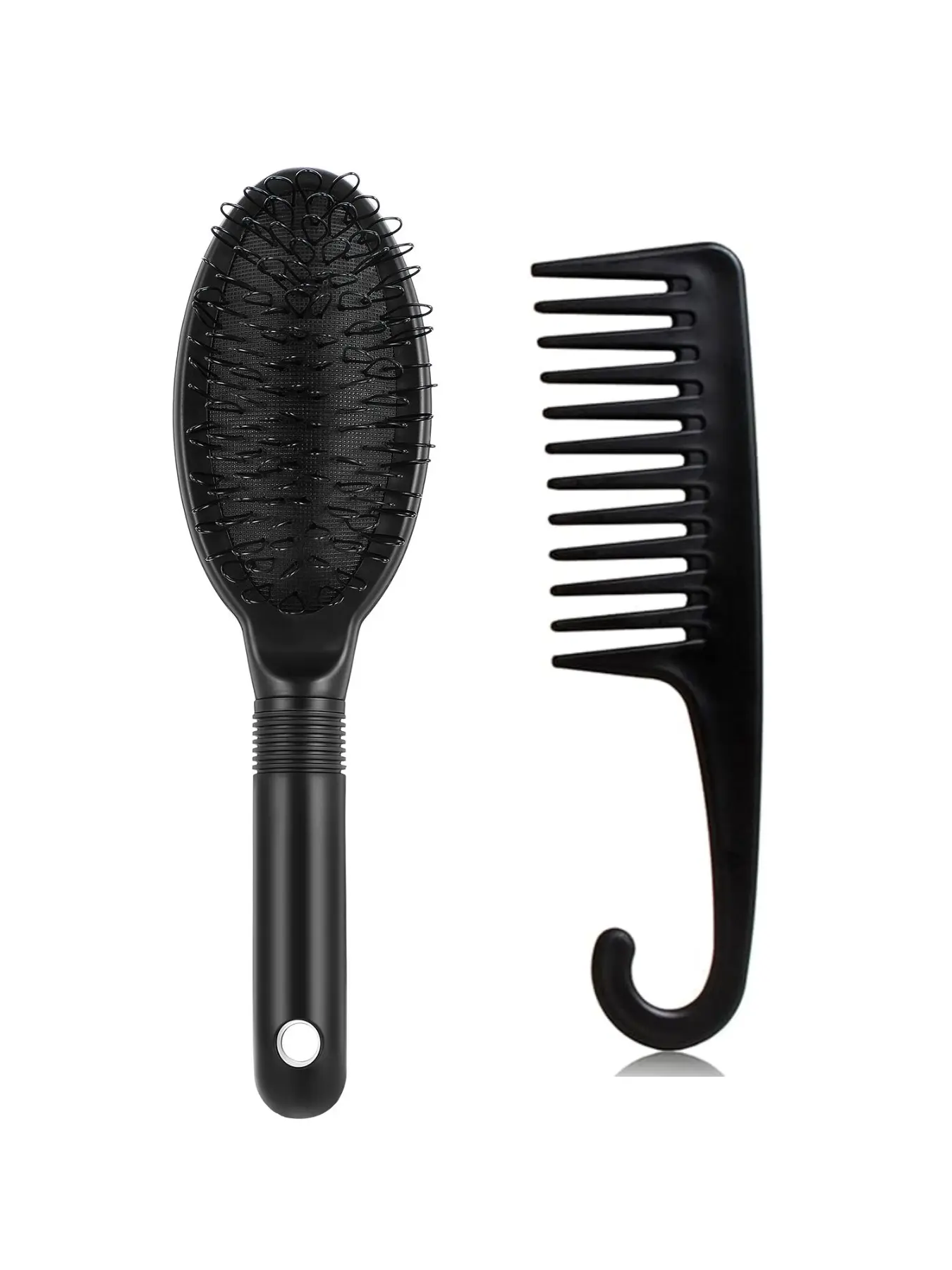2-Piece Hair Brush Set Includes Circular Wig Comb Wide Tooth Detangling Comb Rat Tail Comb for Synthetic Fiber Hair Care Anti Tangle Brushes