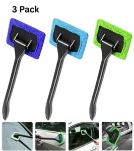 3 Pack Window Windshield Cleaning Tool Microfiber Car Wiper Cleaner Glass Cleaner Brush Extendable Handle Kit