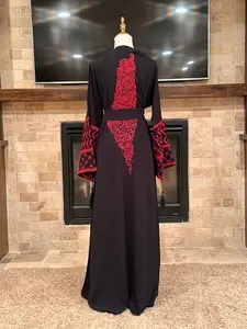 Palestinian Women’s Map Embroidered Open Abaya – عباءة