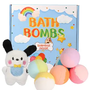 6pcs Surprise Bath Bomb Gift Set -  Bath Additive With Gifts Egg Shell Toys, Plush Doll Accessories for Kids -  Children To Enjoy Fun-Perfect for Celebration and Christmas Holiday Party Gift Exchanges - Filled Bath Time Experiences Travel Daily