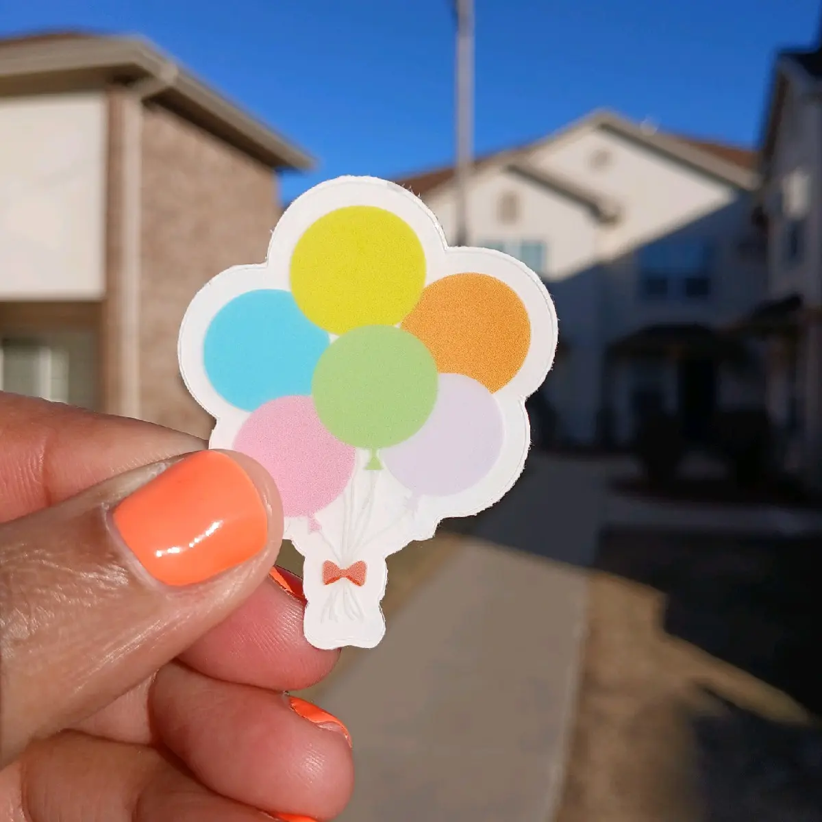 Mini Balloon Sticker - 1.6 x 2.0 Inches, Vinyl, Waterproof, Dishwasher Safe, Handrawn Design for Water Bottles, Scrapbooking, and Creative Projects