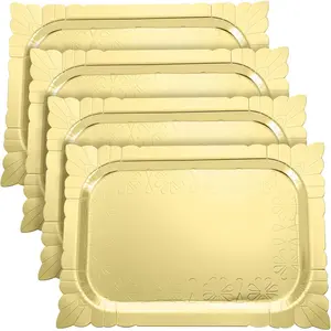 4 count  Rectangle Serving Trays Heavy Duty Disposable Paper Cardboard Serving Platter for   Fruit Trays Cupcake Display Dessert Table Decorations Birthday Party Supplies