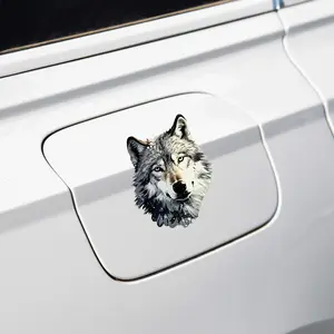 Crazy Wolf Head Sticker, Vehicle Exterior Decoration, suitable for car waterproof and sunscreen, laptop, non-inverted skateboard sticker