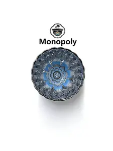 Handmade Double-layer Blue Lotus Silver color-traced Jianzhan Tea Cup, Cut Glass Gongfu Tea Master Cup, Chinese Auspicious Tea Ware YS0001