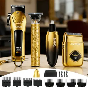 Men's Grooming Kit, Gold and Black Hair Clipper, USB Rechargeable, Includes Guide Combs, Trimmer, and Shaver, Plus A Cleaning Brush and Comb. A Perfect Christmas Gift for Men.