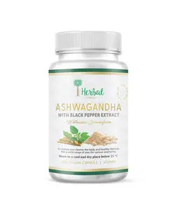 Ashwagandha Herb (Withania Somnifera) | with Black Peppers Extract | Premium Sort Ashwagandha root  | 100 Vegan Capsule - 500MG Healthcare Fitness Supplement Dietary Edible