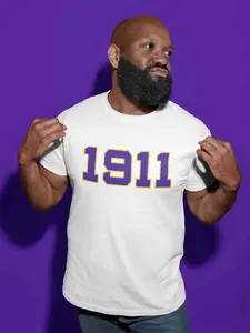 Omega Psi Phi 1911 screen printed distressed letter tee