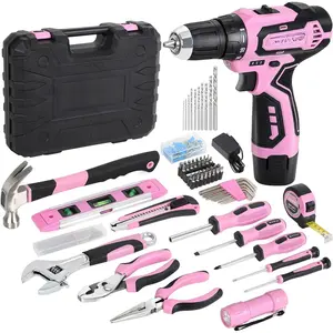 160-  Tool Set with 12V Cordless Drill Driver, Lady's  Repairing Tool Kit with Drill in Storage Case, For DIY,  Maintenance