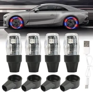 Car LED Wheel Hub Lights Auto Rechargeable Valve Night Light Automatic Motorcycle Colorful Explosive Flash Tire Decorative Lamp for Enhanced Night Visibility and Safety