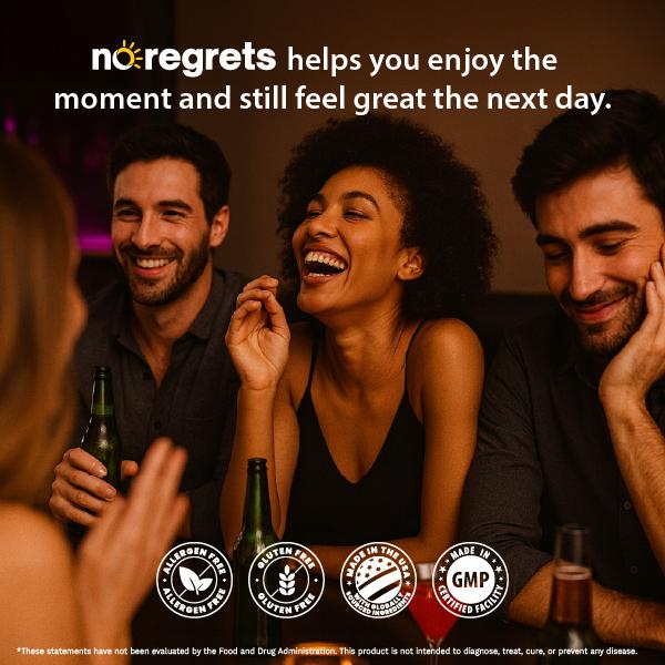 No Regrets — Night-Out Recovery Capsules (4-Capsule Packets) Embrace Tonight. Enjoy Tomorrow.