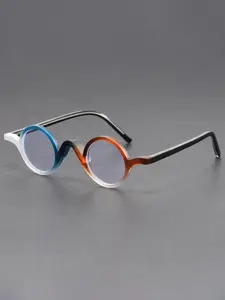 Round Glasses with Curved Nose Bridge Details Retro Intellectual Style Artistic and Personalized Glasses for Both Men and Women PC Frame Eyewear