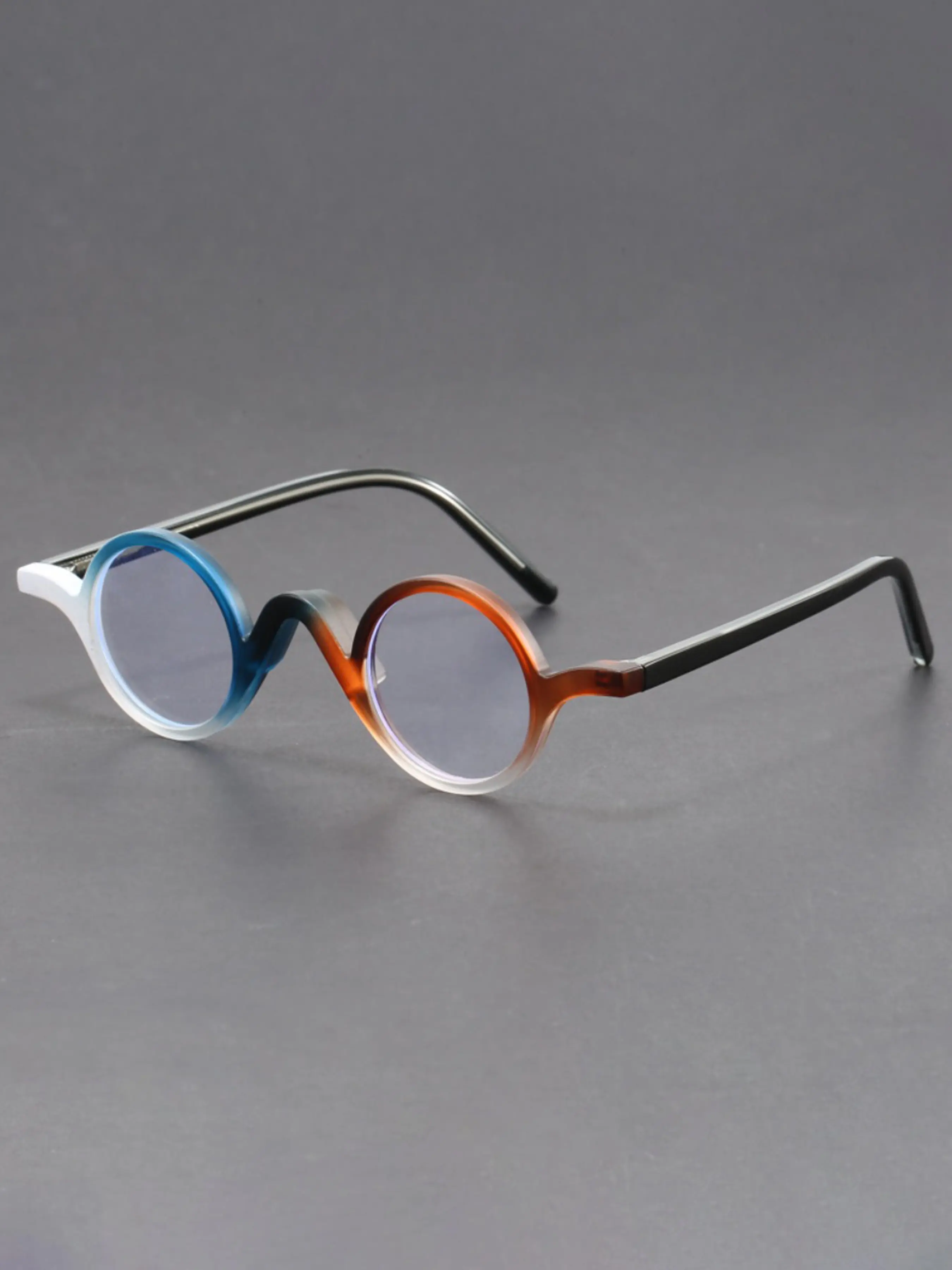 Round Glasses with Curved Nose Bridge Details Retro Intellectual Style Artistic and Personalized Glasses for Both Men and Women Stylish Glasses PC Frame Eyewear Circle Glasses
