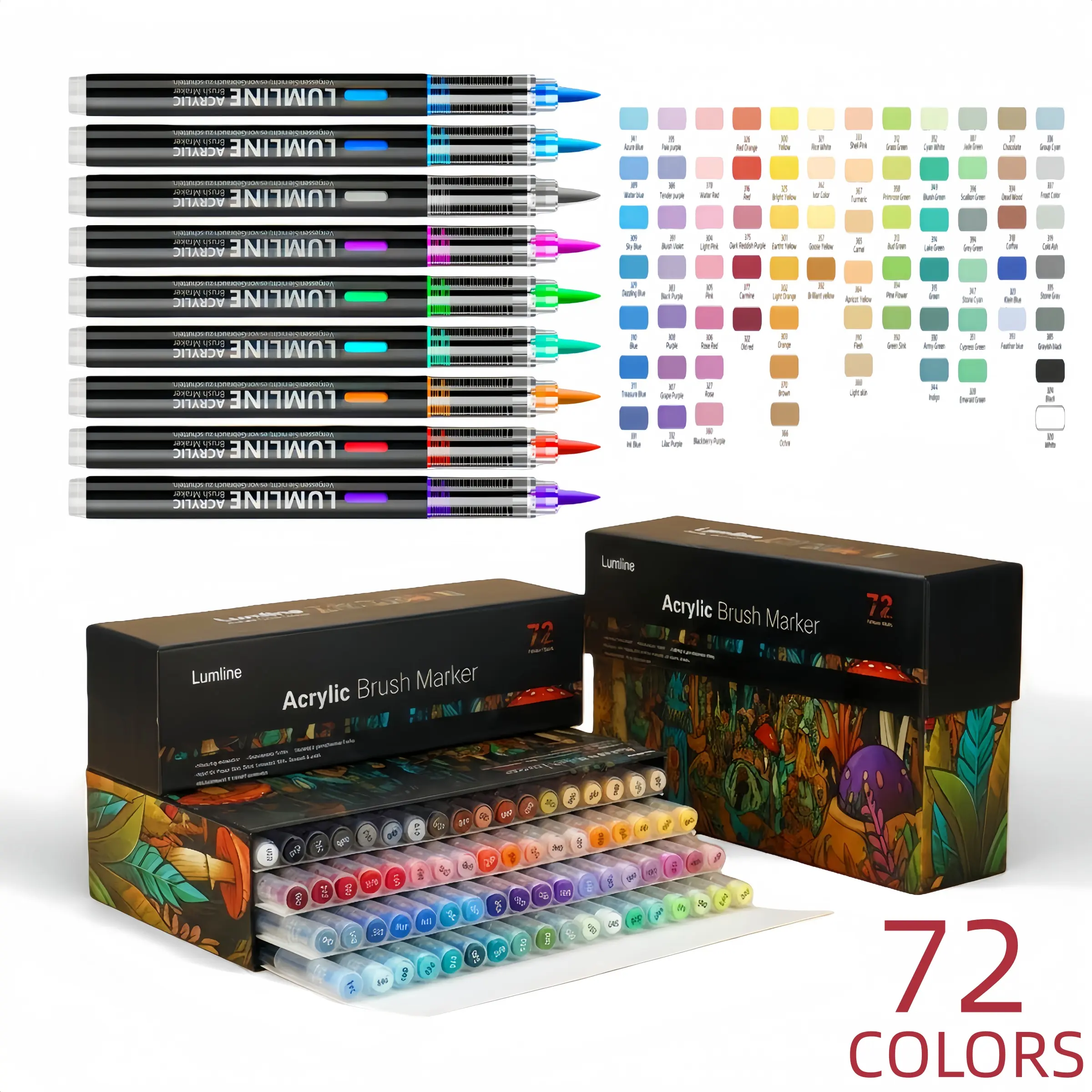 72 Color Liquid Pull-Out Acrylic Markers Gift Box Set, Student Art Drawing Graffiti Markers, Art Drawing Supplies, Suitable for Daily Various Scenarios