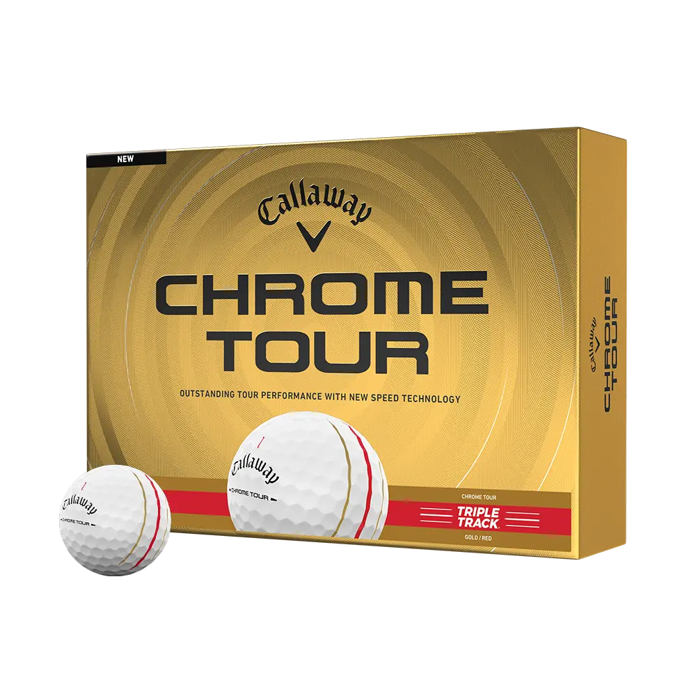 Callaway Golf Chrome Tour Gold and Red Triple Track Golf Balls in Gold/Red