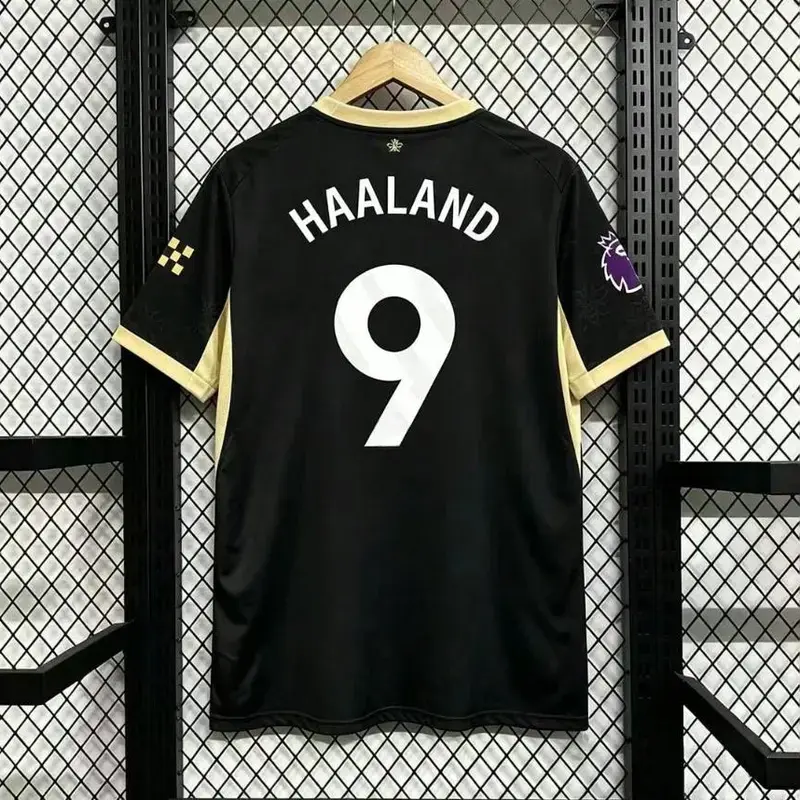 2026/2027 Black Mancity Away Soccer Jersey | Haaland #9 Player Fan Edition | Short Sleeve Football Shirt | Match Day Sportswear