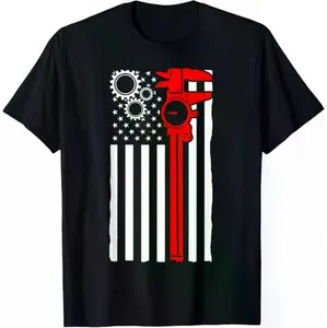 Cotton T-Shirt Featuring Machinist Flag Design for CNC Machine Operators Perfect Gift for Streetwear Enthusiasts