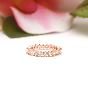 Rose Gold 3mm Eternity Band - Elegant Design with Multiple Stones