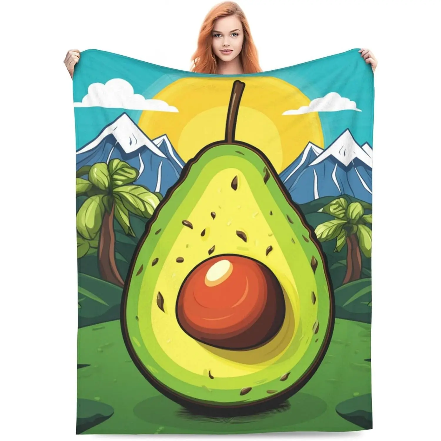 Cute Avocado Blanket Gifts for Adults Kids Women Men Soft Comfortable Warm Lightweight Avocado Throw Blankets for Bed Living Room Sofa Couch Decor