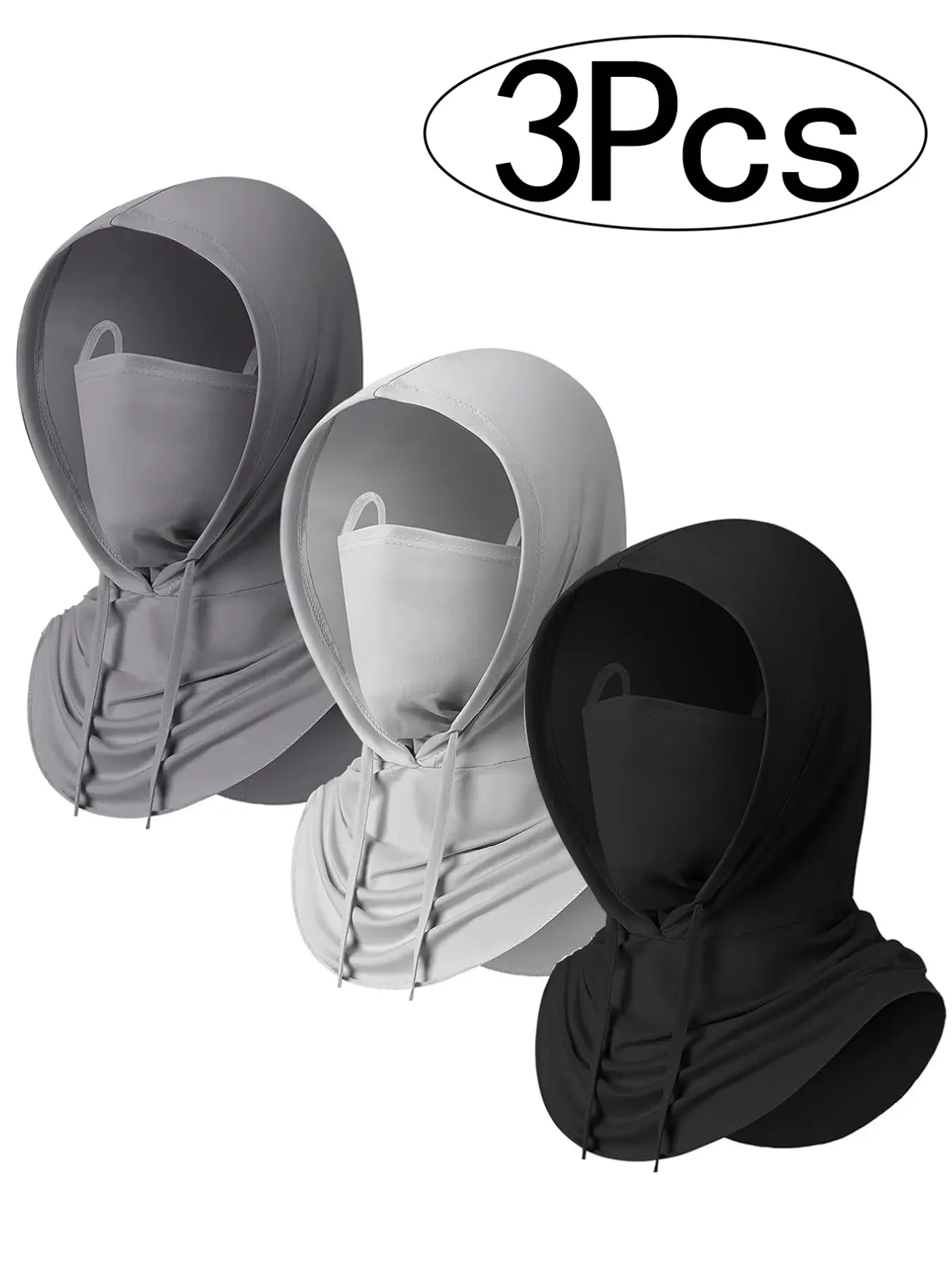 3-Piece Full Face Mask Set, Breathable High Elasticity Motorcycle & Bicycle Mask, Sports Outdoor Clothing Accessory, All-Season Barboura, Balaclavas