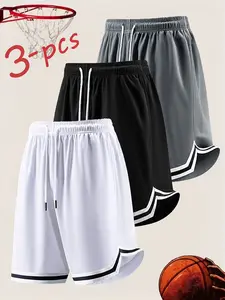 Men's Summer Outdoor Sports Basketball Pants, Breathable Half-Length Running Gym Athletic Shorts, 3pcs New Arrival, Loose Fit Shorts