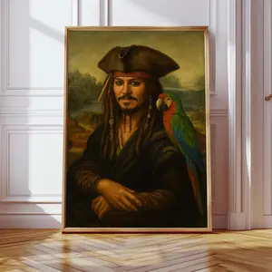 Mona Sparrow Poster – Funny Renaissance Pirate Art, Vintage Wall Decor