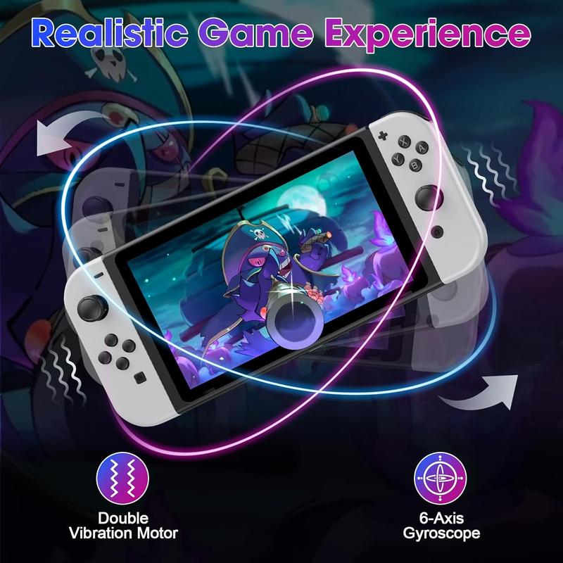 MOVONE Replacement Controller for Switch Lite/OLED Supports Dual Vibration 6-Axis Gyro Wake-up Motion Controls Screenshot L/R Buttons Enhance Gaming Experience