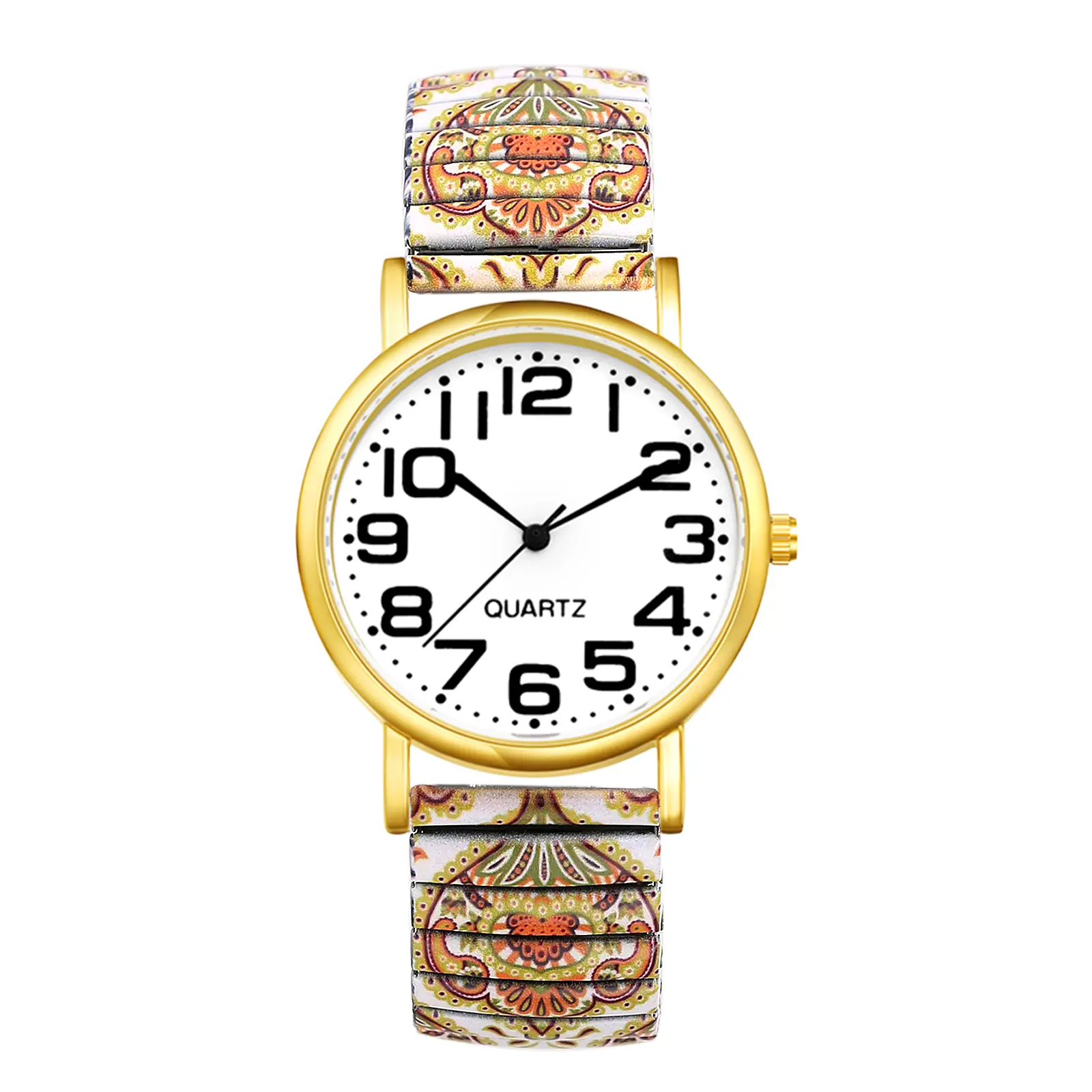 OIDEA Women's Bohemian Quartz Watch, Floral Print Stainless Steel Expandable Band, Easy-Read Analog, Casual Clasp-Free Wristwatch, Quartz Watches, Casual Trendy Wristwatch, Lightweight, Casual Boho