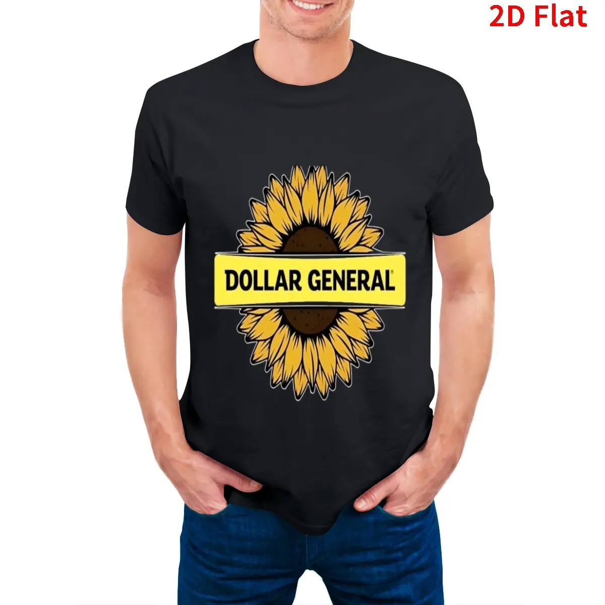 Women's Dollar General Sunflower Logo T-Shirt - Black with Yellow Floral Graphic, Crew Neck Short Sleeve Casual Everyday Shirt - Breathable Everyday Top for Shopping, Outings, Gifts - Dollar General S