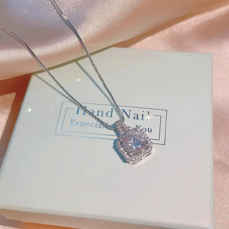 Zircon necklace (box chain)