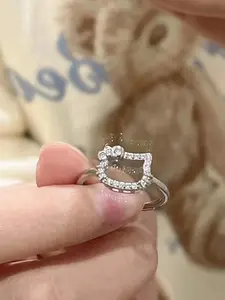 Cute Cat Ring, Sweet Kt Cat Band, Adjustable Size, Adjustable Open Ring, Adjustable Rings, Perfect for Women, Girls, Teens, Fashion Jewelry, Ideal Gift Choice