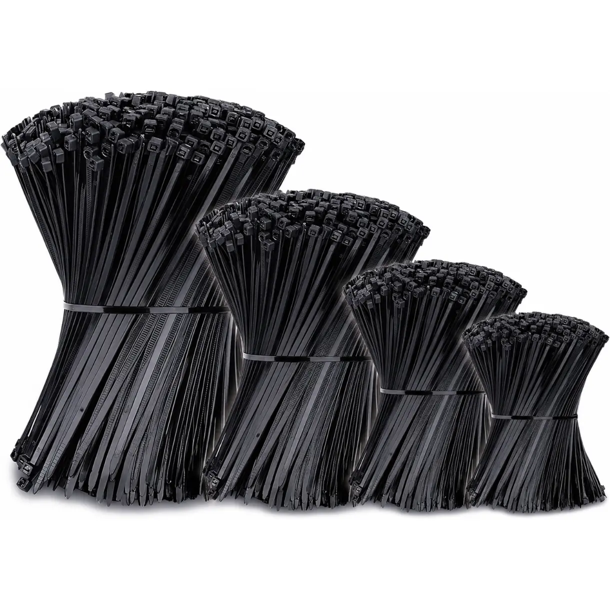 Black Cable Ties, 400-Pack Zip Ties Assorted Sizes (4”+6”+8”+12”), UV Resistant Wire Ties for Home Improvement, Garden Organizing, Fences