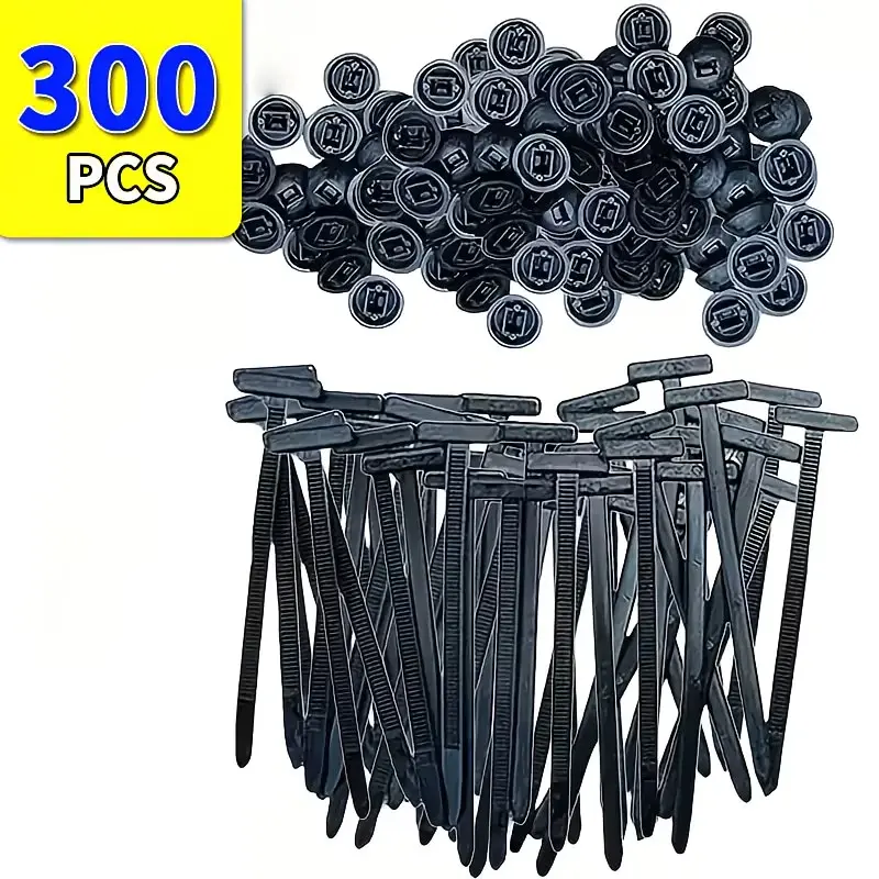 300pcs of Multi-functional Zip Tie Clamps, Durable Nylon Zip Tie Buckles- Self-locking Zipper Fasteners with Needle and Button Design, Suitable for Automotive Maintenance, Wire Management, and Home Multifunctional Tools, Zip Ties
