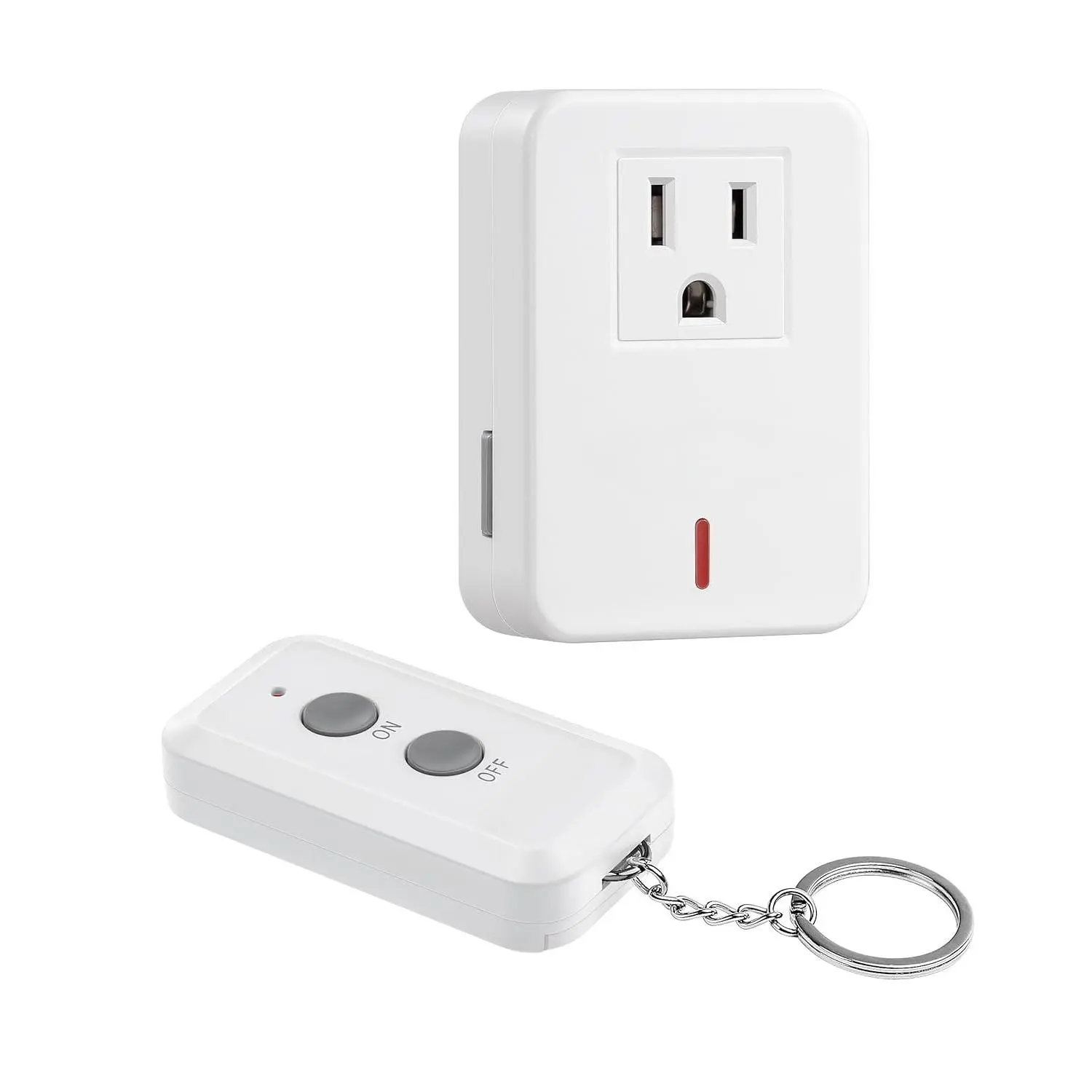 SQ-APT015 Programmable & Expandable Wireless 3-Prong Remote Outlet Switch Kit - 1 Wall Socket, On/Off Switch, 100ft RF Range, 1/3HP, 10A/1200W, Compact White, ETL FCC Certified, Power Outage Ready, Quick Installation (for Fans, Bedside Lamps)