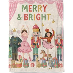 1pc Nutcracker Christmas decorative blanket, Ballet Mouse King print decorative blanket, soft flannel winter sofa bed blanket, Throw Blanket, holiday home decorations, Christmas gifts for girls.
