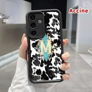 Case Compatible with Galaxy S23 Ultra S24 Plus S25 S22+ Cowhide Monogram Magic Drop Protection Shockproof Soft Silicone smartphone Cover