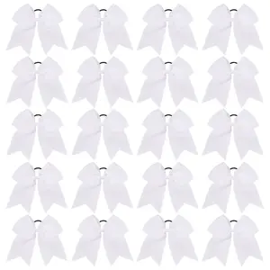 20 PCS 8 Inch Cheer Hair Bows Large Cheerleading Big Hair Bows with Ponytail Holder Hand-made Grosgrain Ribbon Hair Accessories for Teen Girls