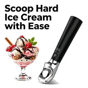 GFFKIT Electric Heated Ice Cream Scoop for Families, Fast Easy Scooping for Hard Ice Cream, Large Comfortable Grip for Kids, Parents & Seniors