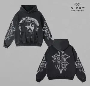 Jesus And Cross Hoodie Washed, God Apparel Hoodie, Easter tee, Jesus T-Shirt, Easter Streetwear, Christian Apparel Graphic Hoodie, Gym Pump Cover